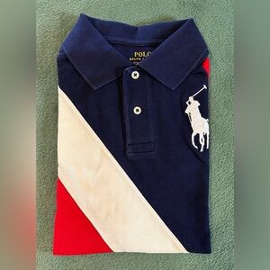 Polo by Ralph Lauren Kids Rugby Navy and Red Polo Shirt, Size: L (14/16) Boys